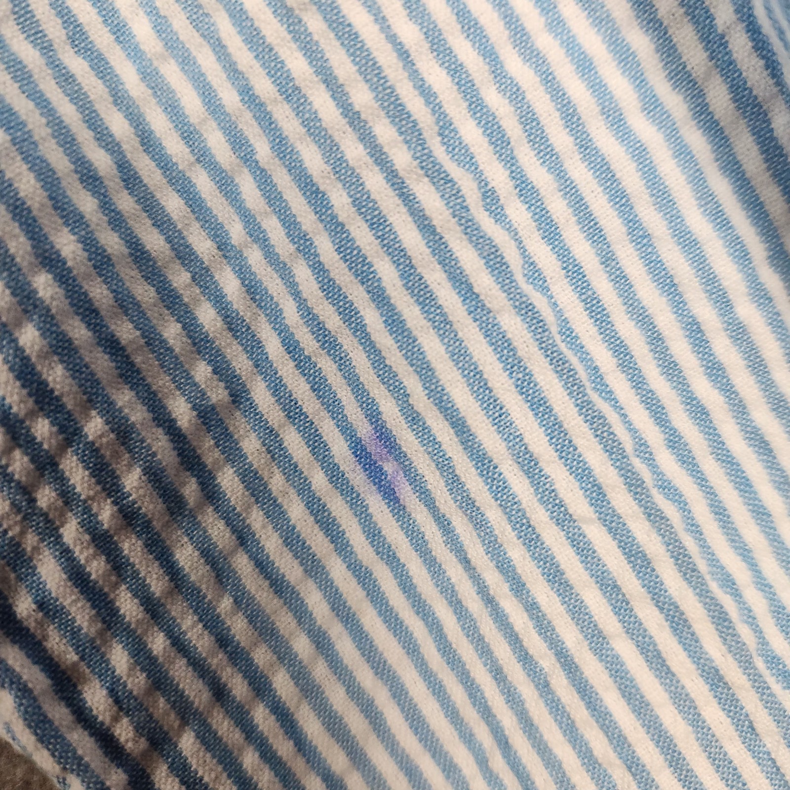 Long Tall Sally Shirt Womens 10 Blue White Stripe Button Up Seersucker