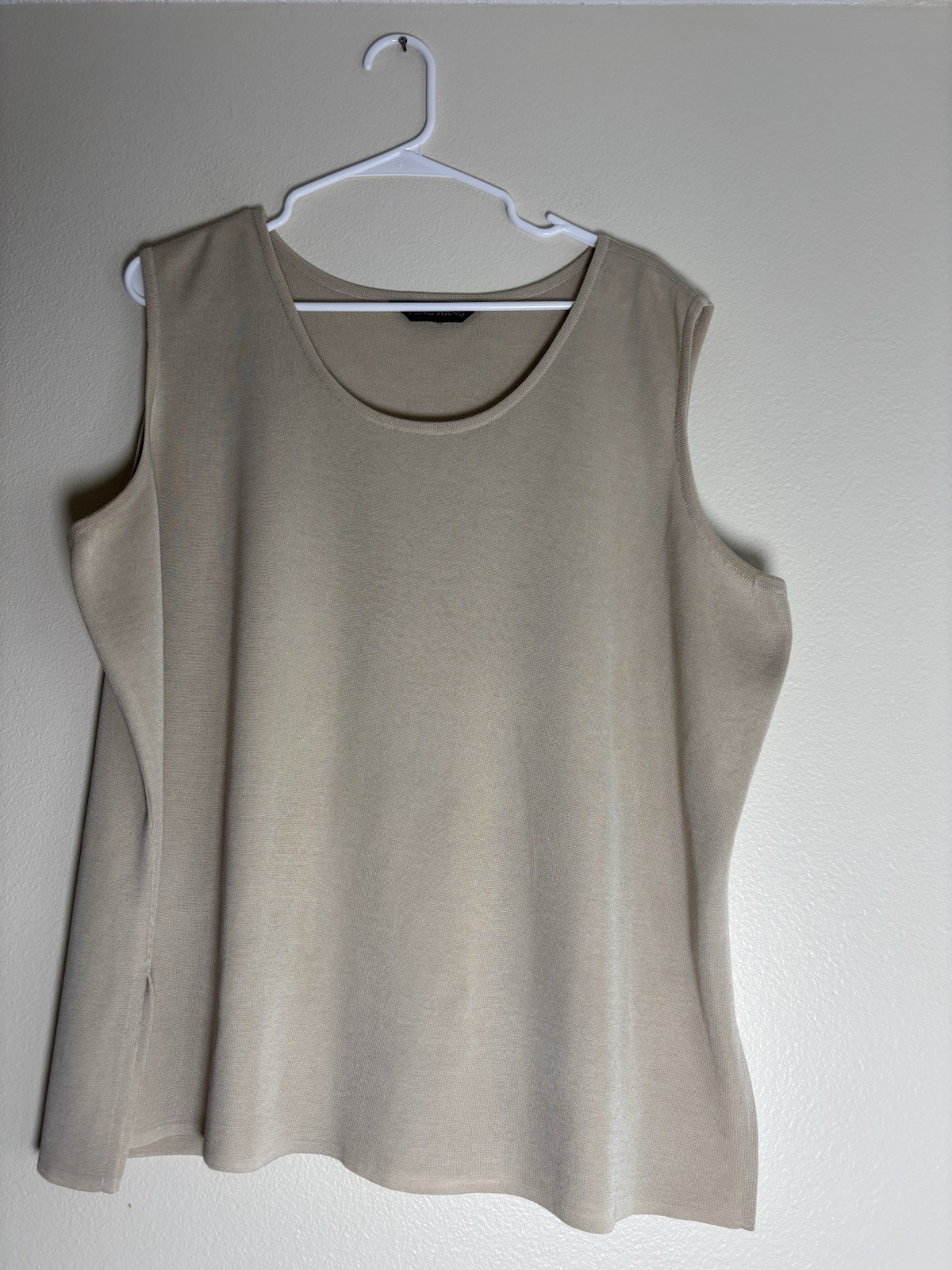Ming Wang Scoop Neck Knit Tank Shell Beige Sz 3X Plus