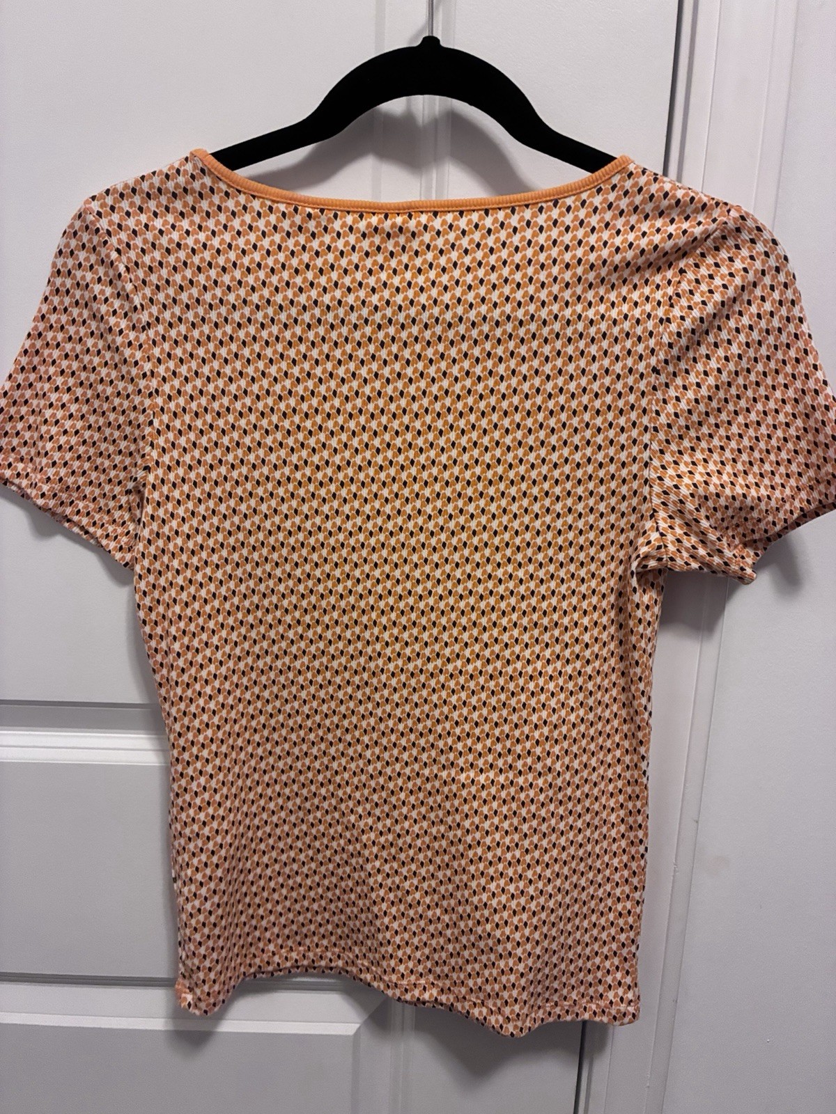Levi’s Women’s S Geometric Print Orange Knit Scoop Neck Short Sleeve T-Shirt