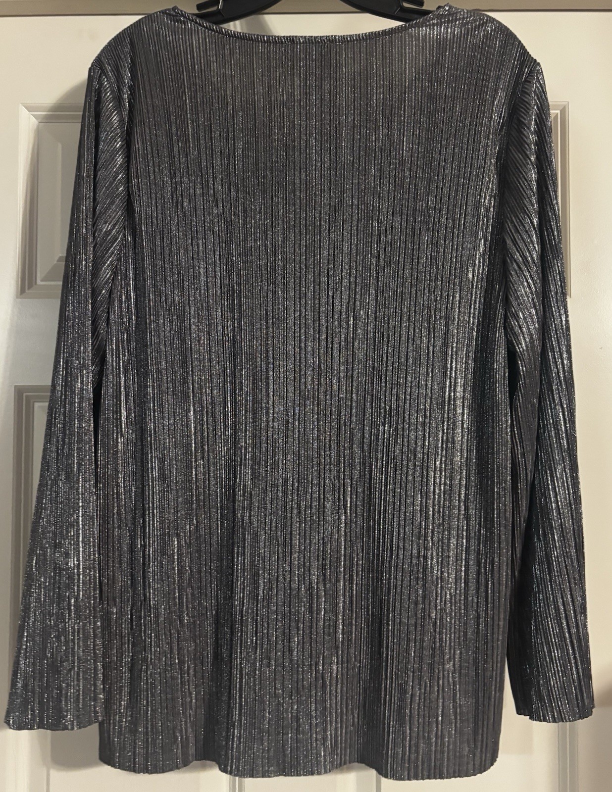 Chico’s Metallic Plisse Pleat Old Money Mob Wife Glam Luxury Size 3 U.S. XL/16
