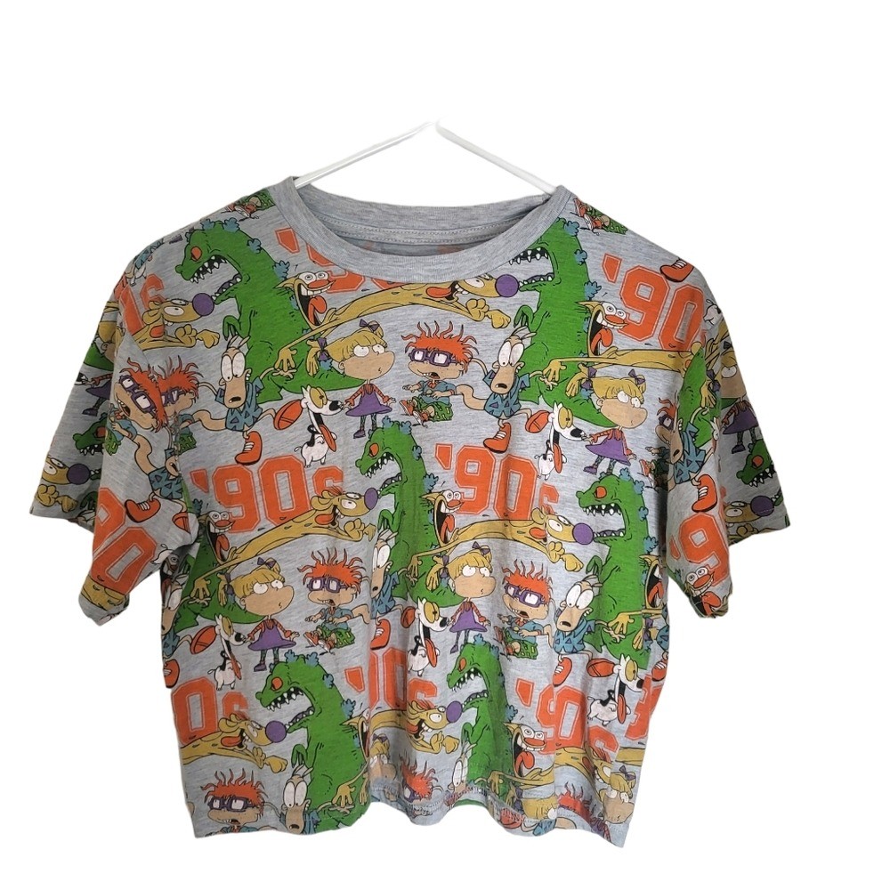 Nickelodeon Women’s Cropped Rugrats, Catdog & Rocko’s Modern Life Tee Size M