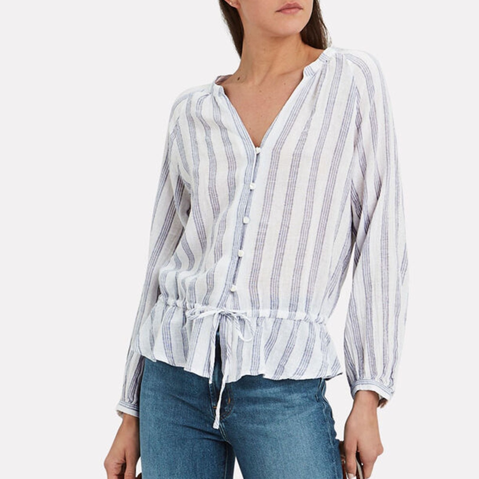 RAILS Marti Cayman Stripe V-Neck Blouse Size Medium