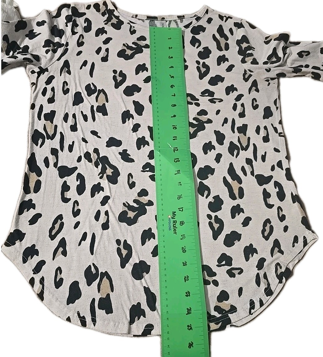 Tickled Teal Leopard Cheetah Print Long Sleeve Top Small Animal S Womens Shirt