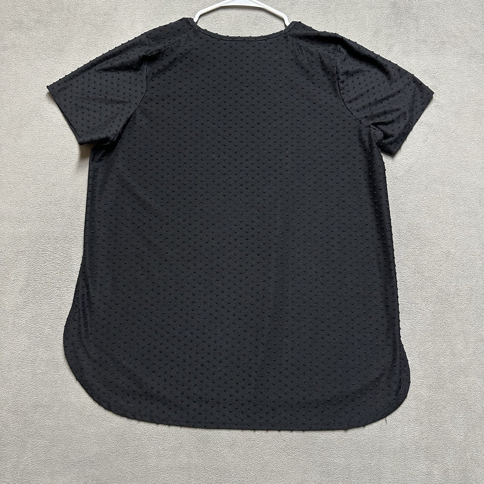Adrianna Papell Shirt Womens XL Black/Black Raised Polka Dot 3D Textured Casual