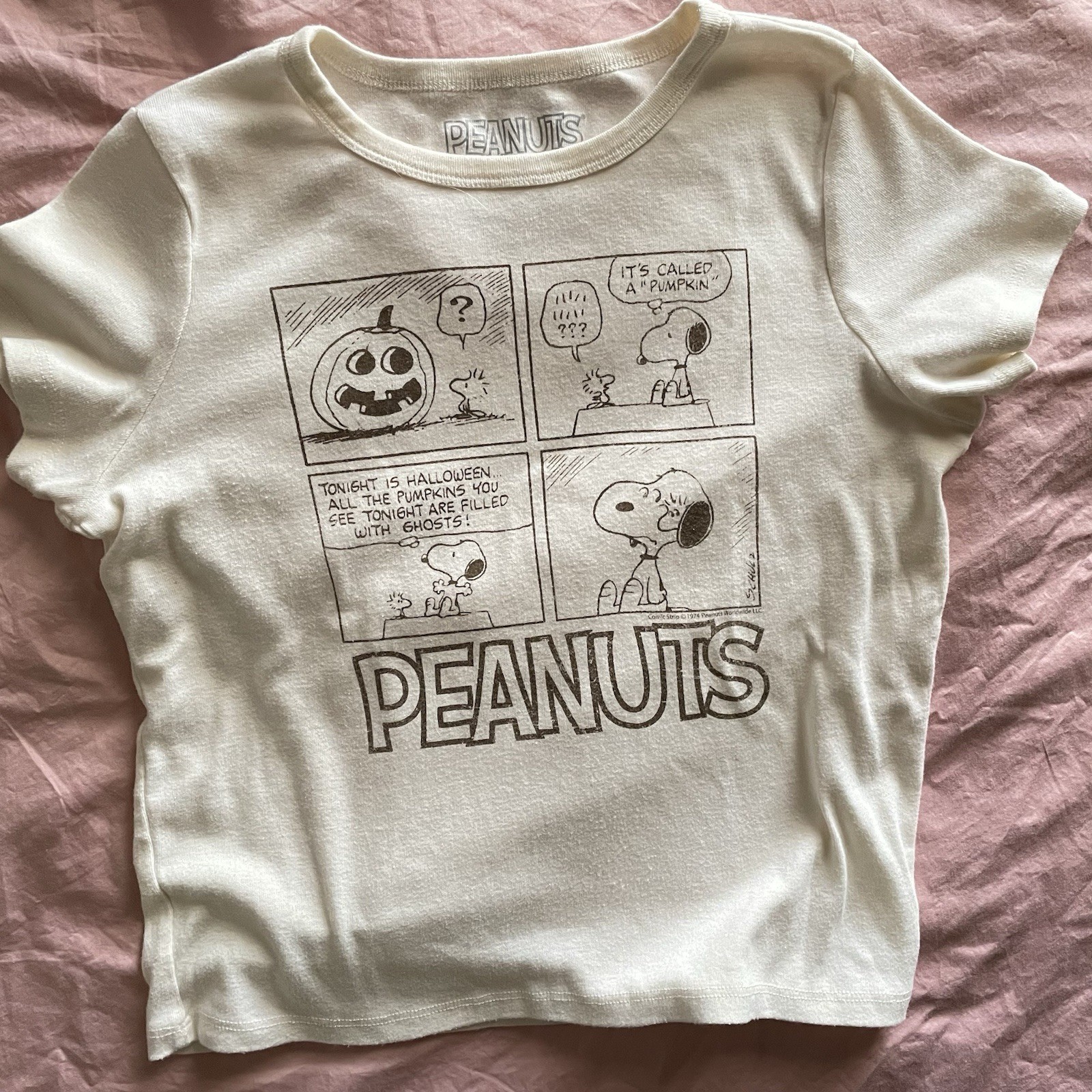 Peanuts Halloween Baby Fitted XL Graphic Tee T Shirt Snoopy Woodstock Cute Fall
