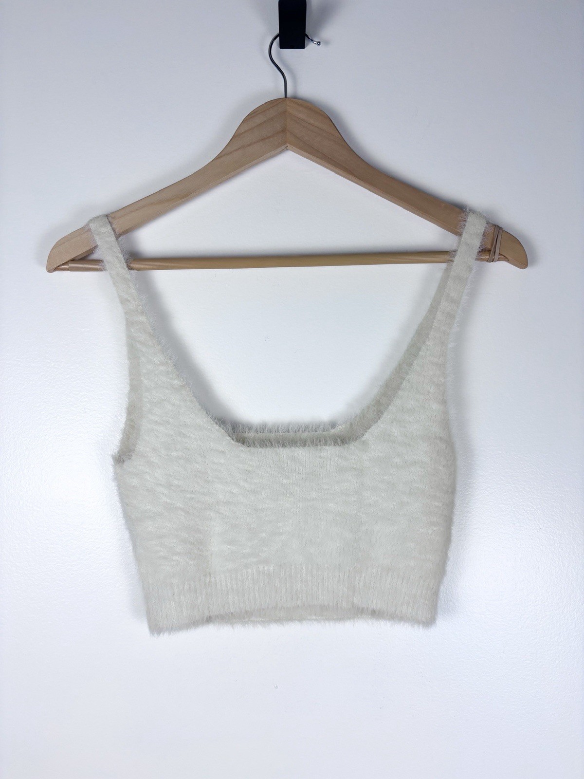 Jonathan Simkhai Standard Axel Fuzzy Knit Tie Front Cardigan Crop Tank Top Set S