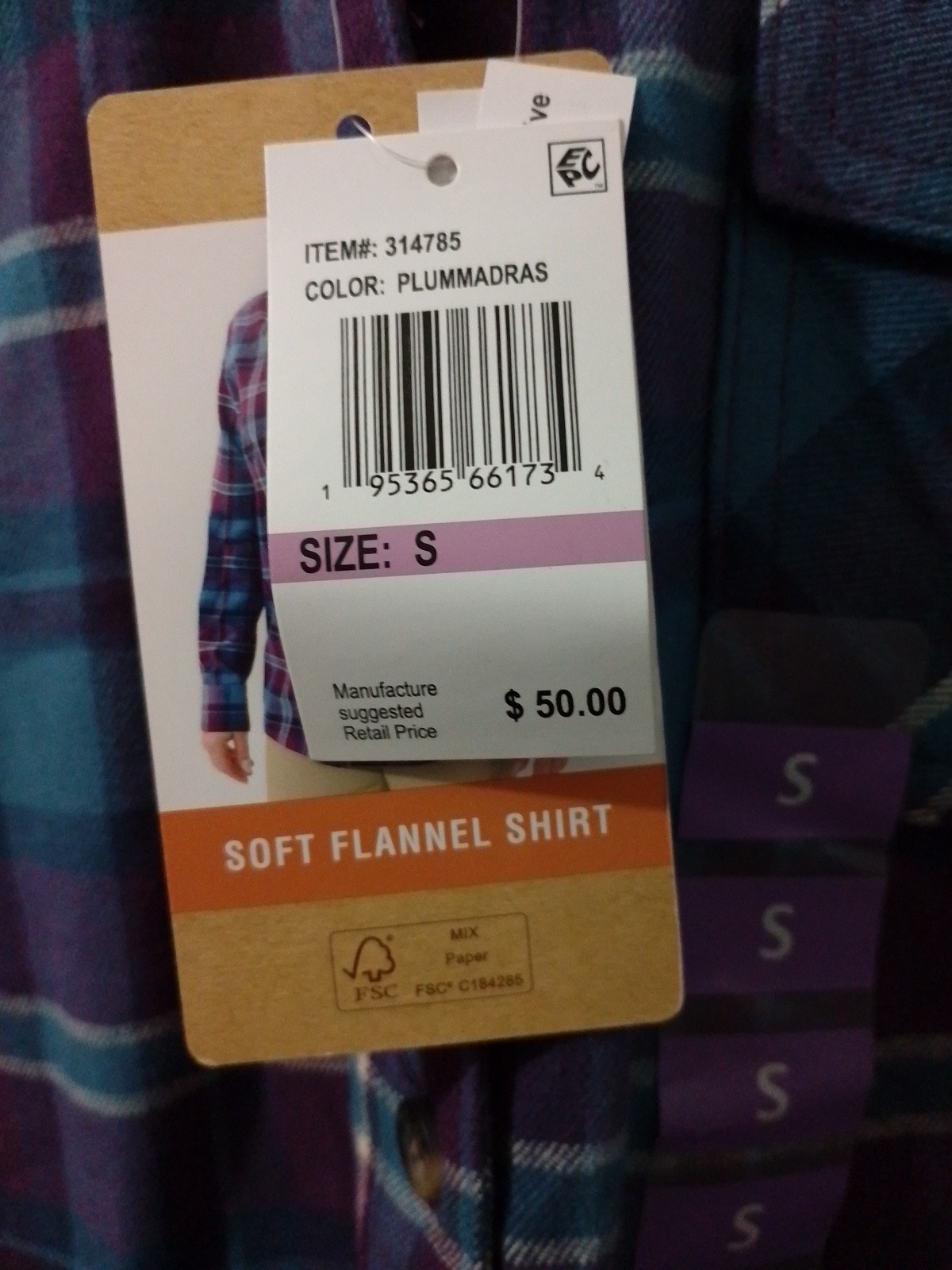 ZeroXposur NWT Women’s Small Soft Flannel Shirt Blue & Purple “Plummadras”