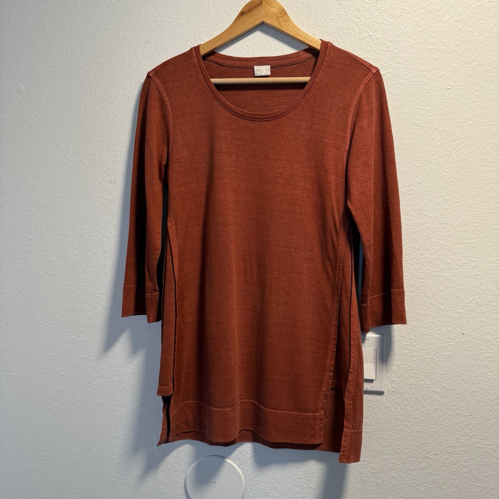 Poetry Jersey Tunic Hemp And Organic Cotton Cranberry Rust Size 2 Small