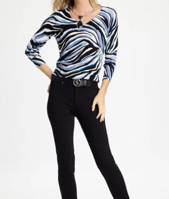 NWT NEW FALL CHICO’S SZ 1 / MEDIUM 8-10 ELLA ANIMAL PRINT PULLOVER SWEATER 89.50