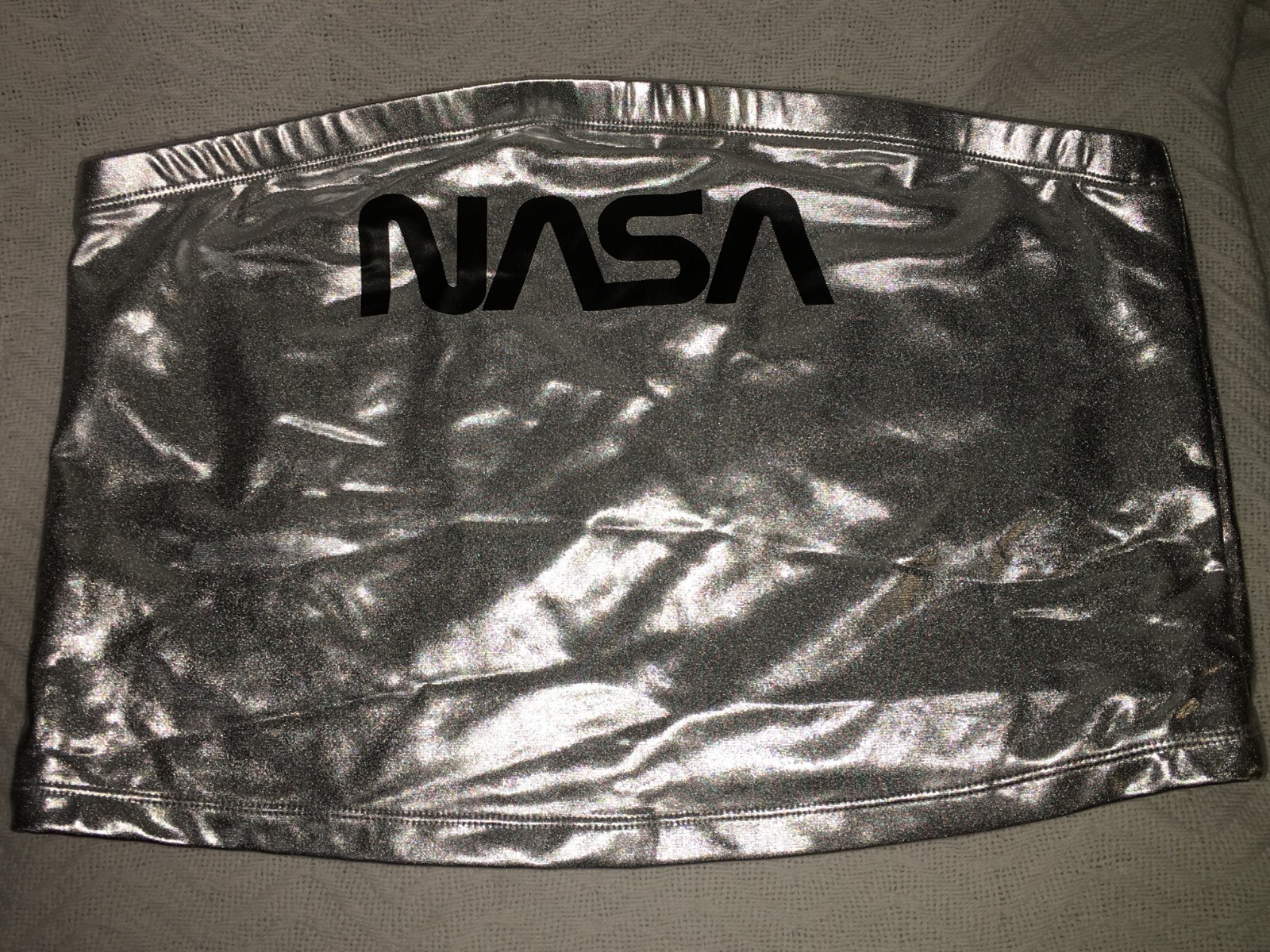 LADIES PLUS SIZE 2X FOREVER 21 NASA LOGO TUBE TOP SILVER BLACK NEW W/TAGS