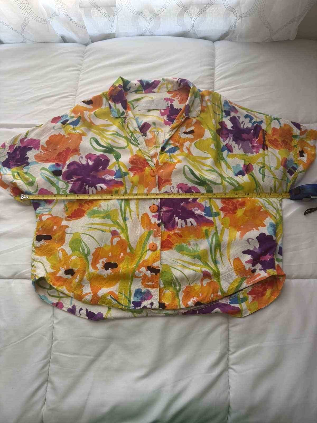 Jams World Women’s S Flower Dream Hawaiian Floral Shirt Button Up Tropical Artsy