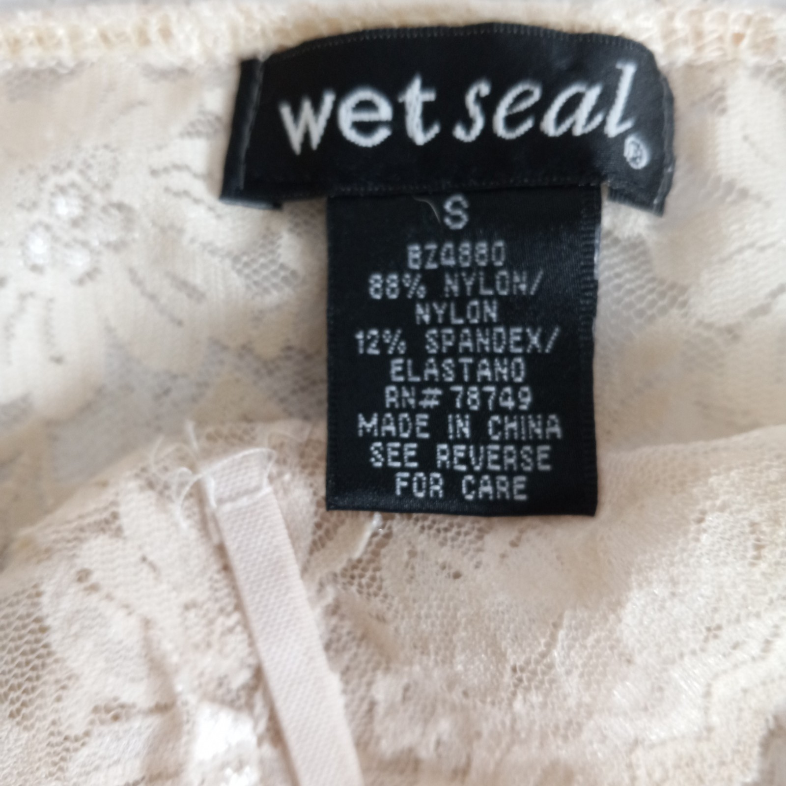Wet Seal Lace Slip Dress Camisole Small Ivory Y2K Sheer Mesh Whimsy Fairycore