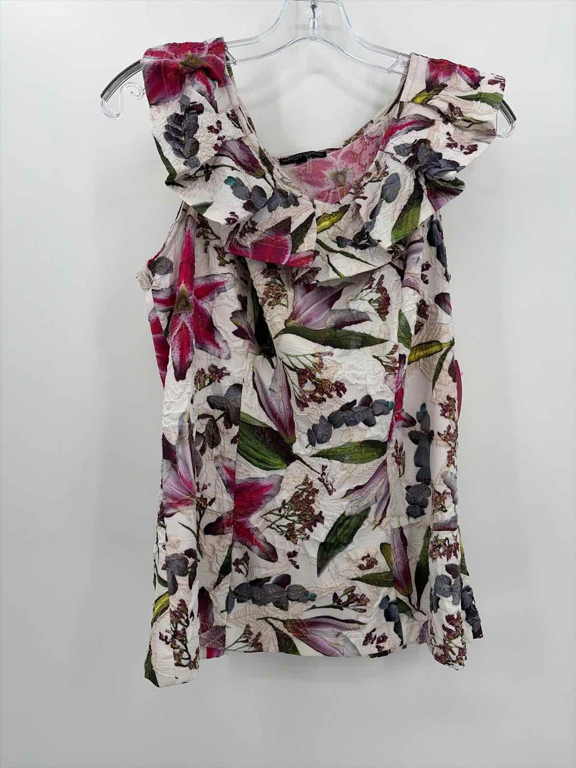 Pre-Owned Alberto Makali White Size Medium Floral Tank Top