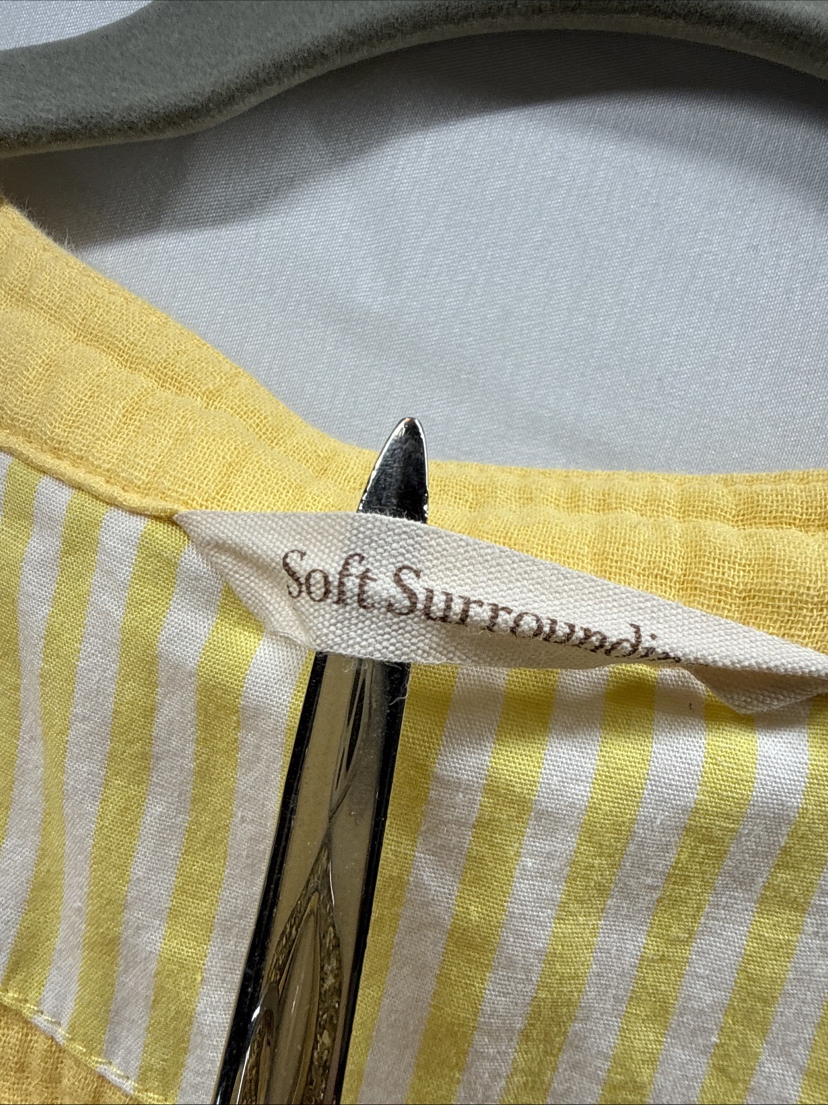 Soft Surroundings Top XL Yellow Tunic Santorini Cotton Gauze Tunic Pocket V Neck