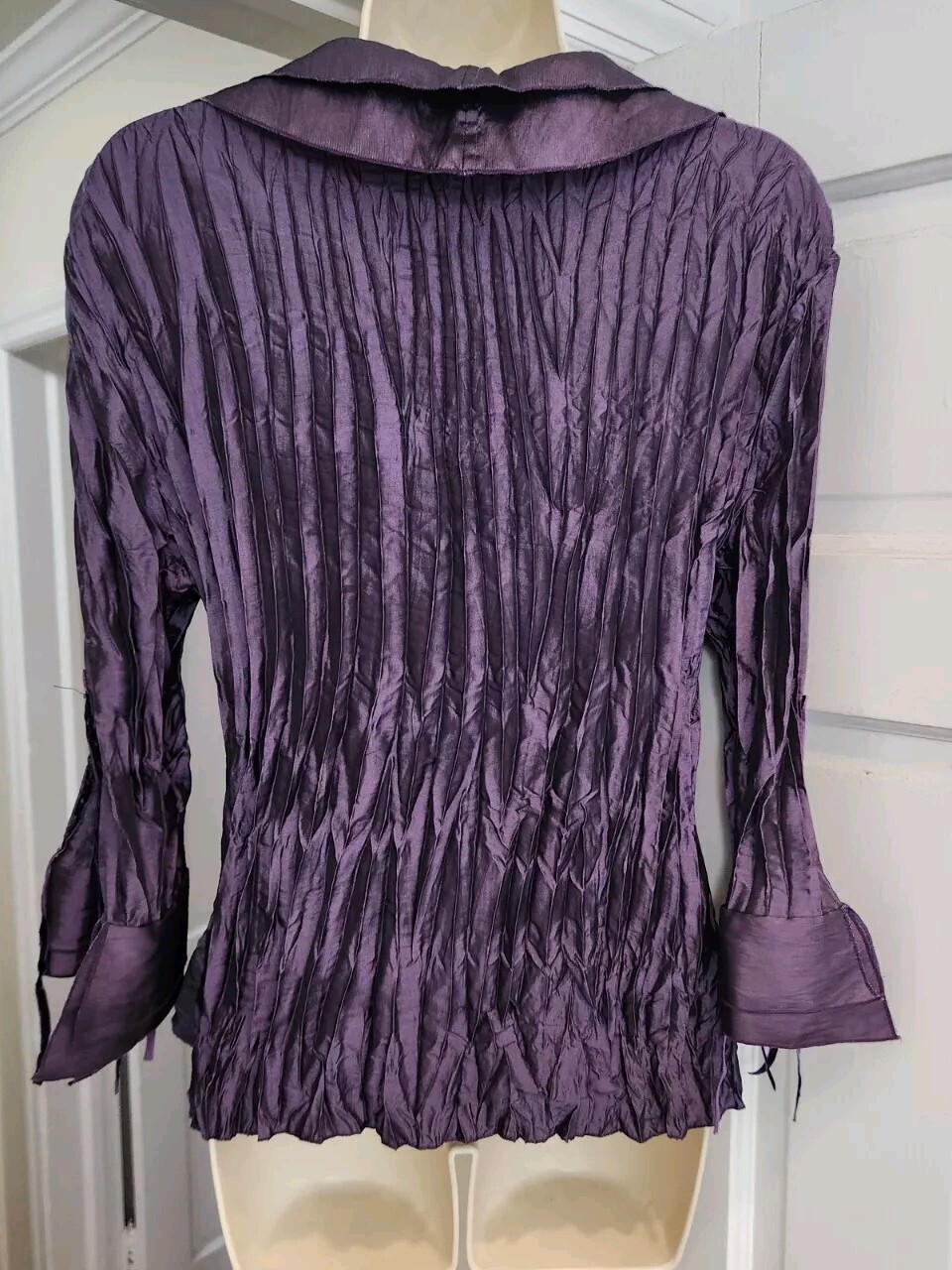Vintage Y2K Agora Purple Crinkle Frill Fairy Whimsygoth Blouse Size P XL