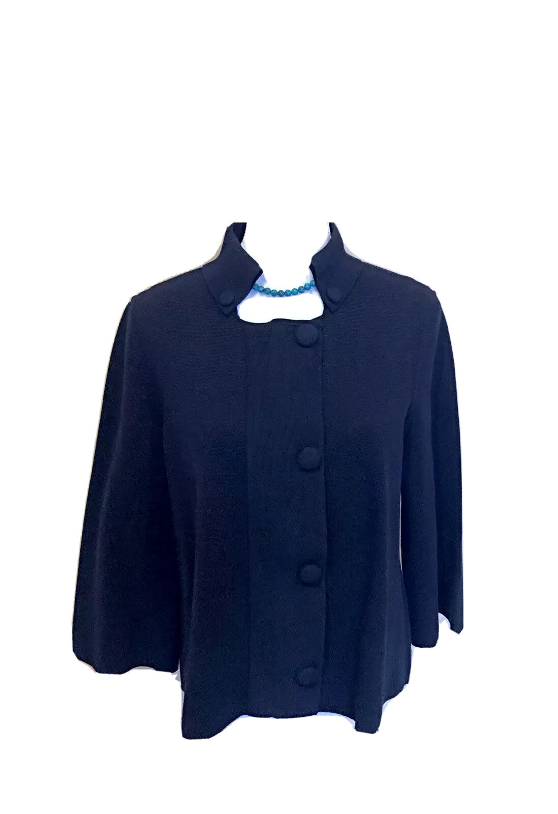 Belford Womens Fashion Black Front Zipper Button Cape Blazer Jacket Sz L