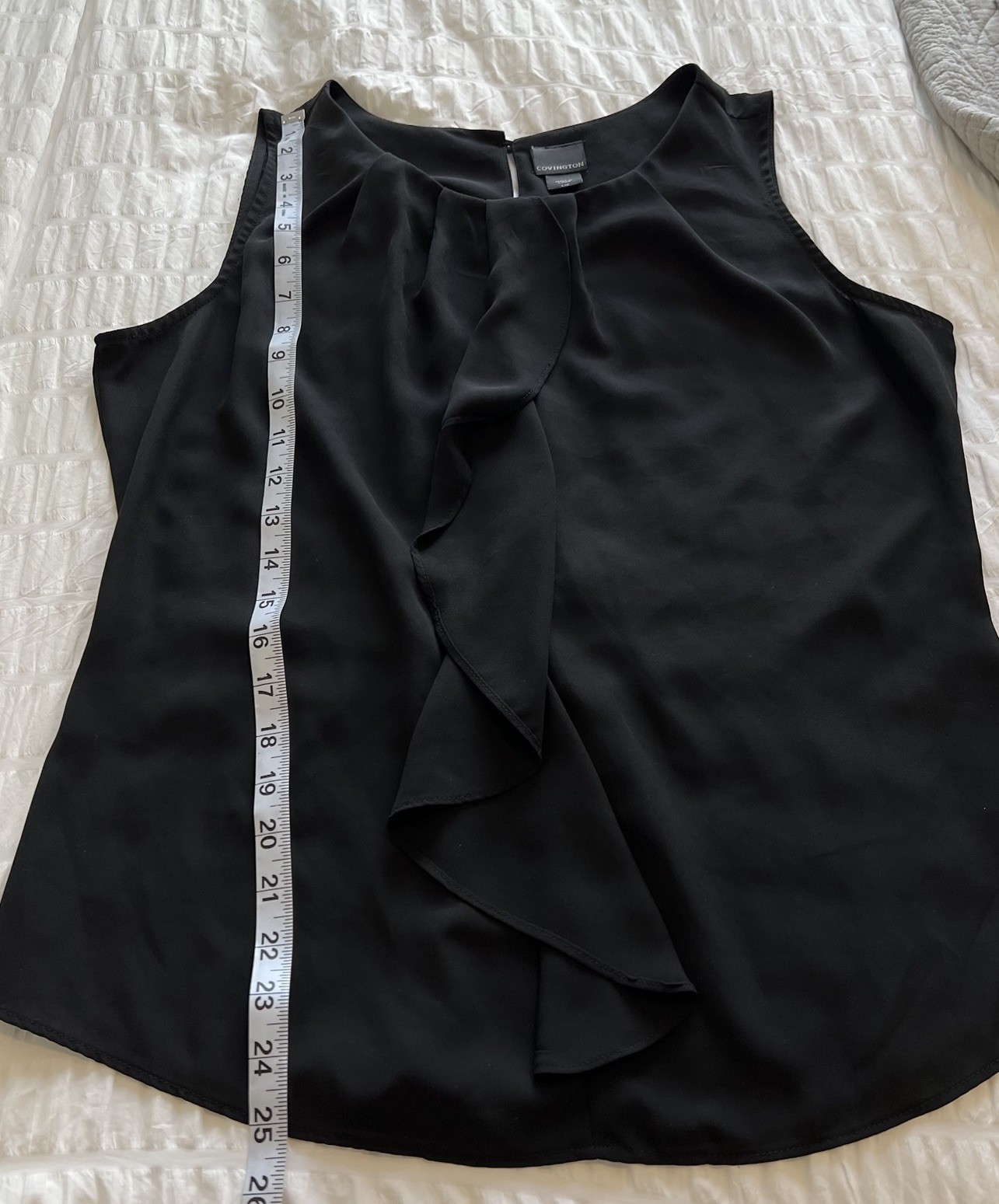 Covington Size L Womens Black Career Ruffle Sleeveless Pullover Blouse