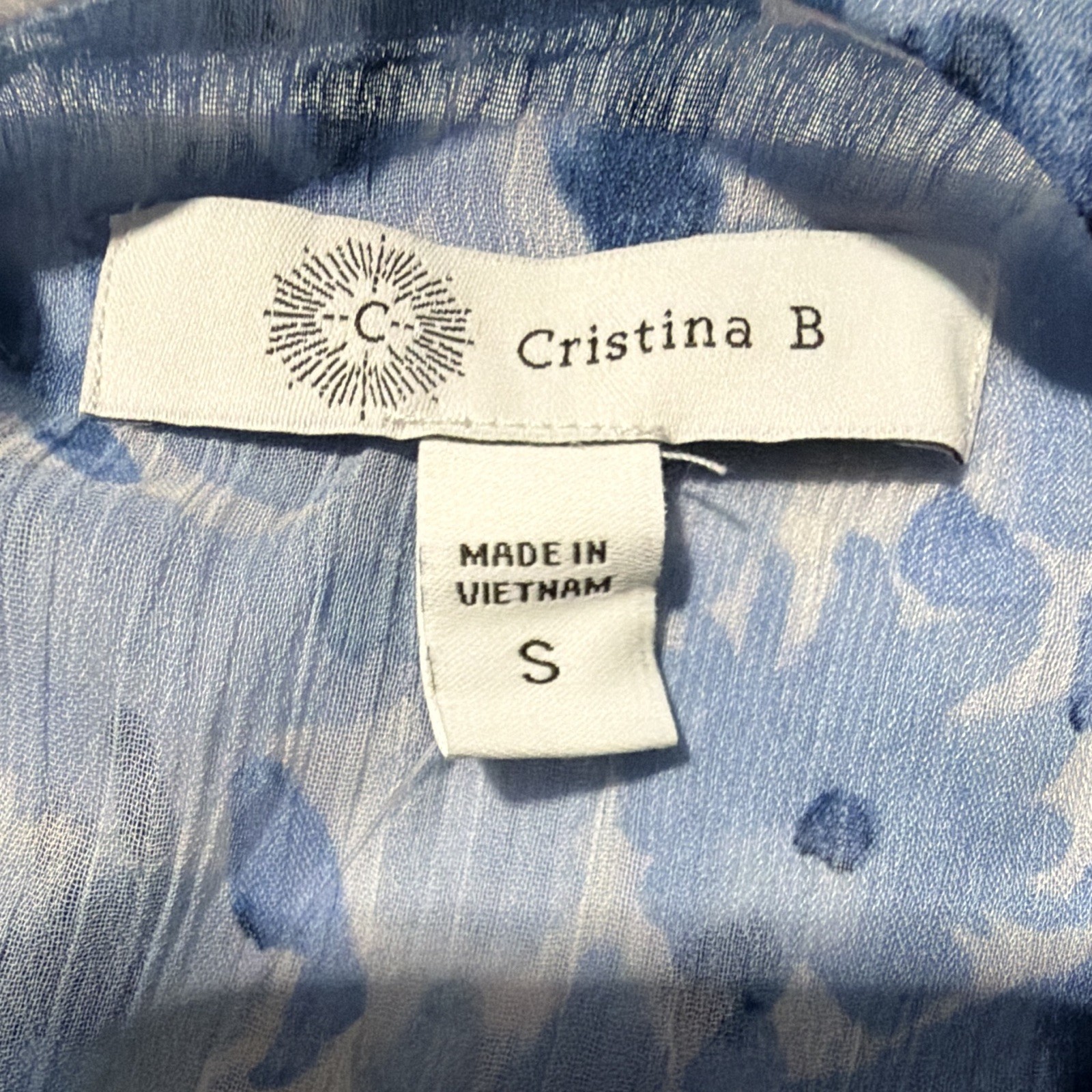 Cristina B Women’s Blue/White Floral V-Neck Sleeveless Tank Top, S
