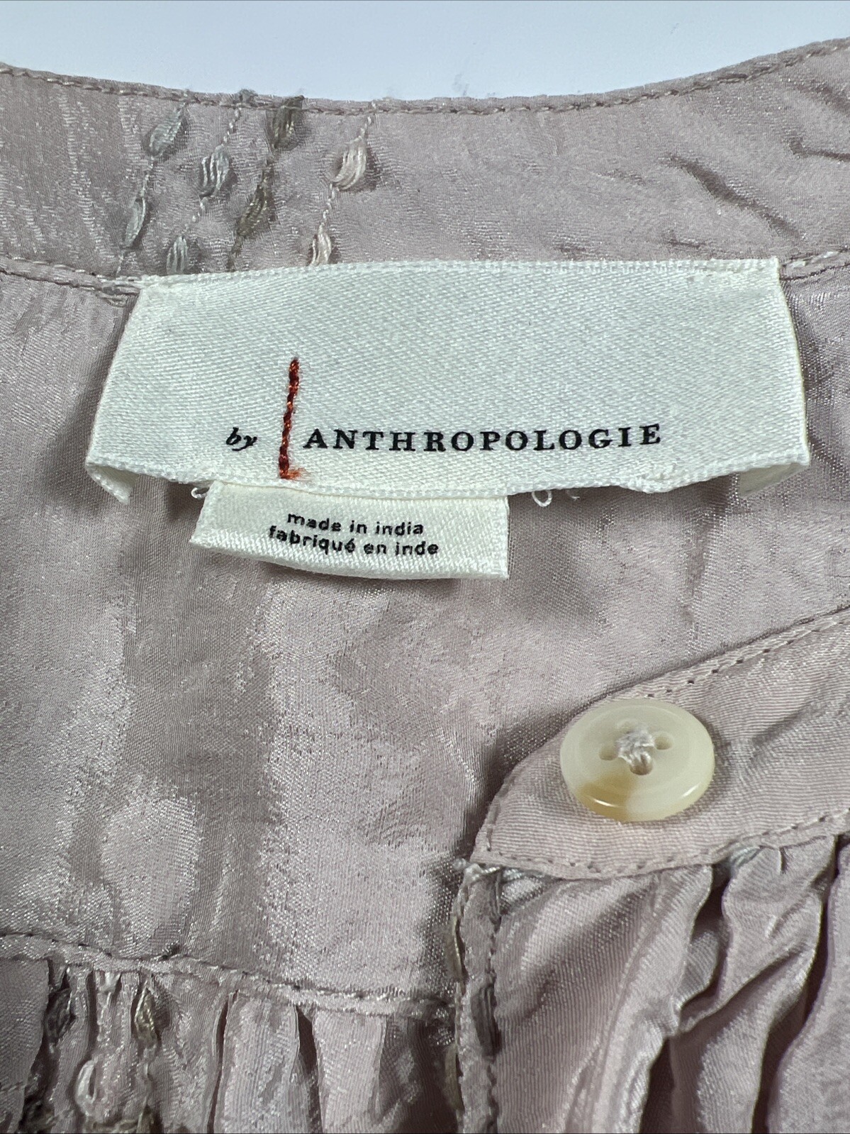 Anthropologie Sarabeth Textured Button Down Blouse Size Medium Pink Oversized