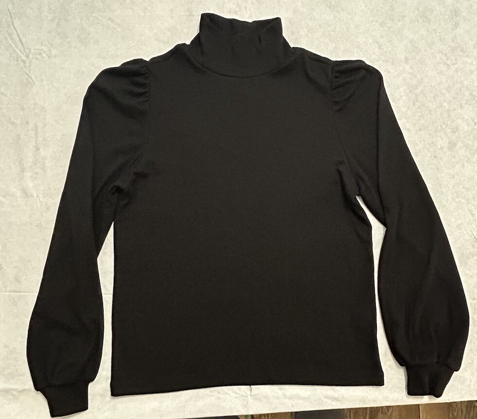 Marine Layer Womens S Long Sleeve Turtleneck T-Shirt Top Medium Black