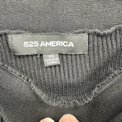525 America Black Ribbed Knit Long Sleeve Top Women’s XS Shoulder Tie Detail