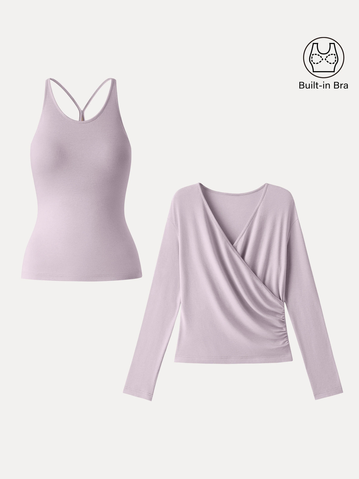 Summer Two-Piece Set Cami with Surplice Ruched Top