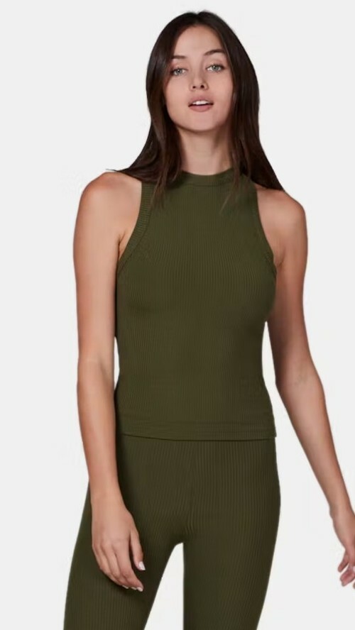 Lett Ventura Ribbed Tank Top, X-Small (XS) Green MSRP $68
