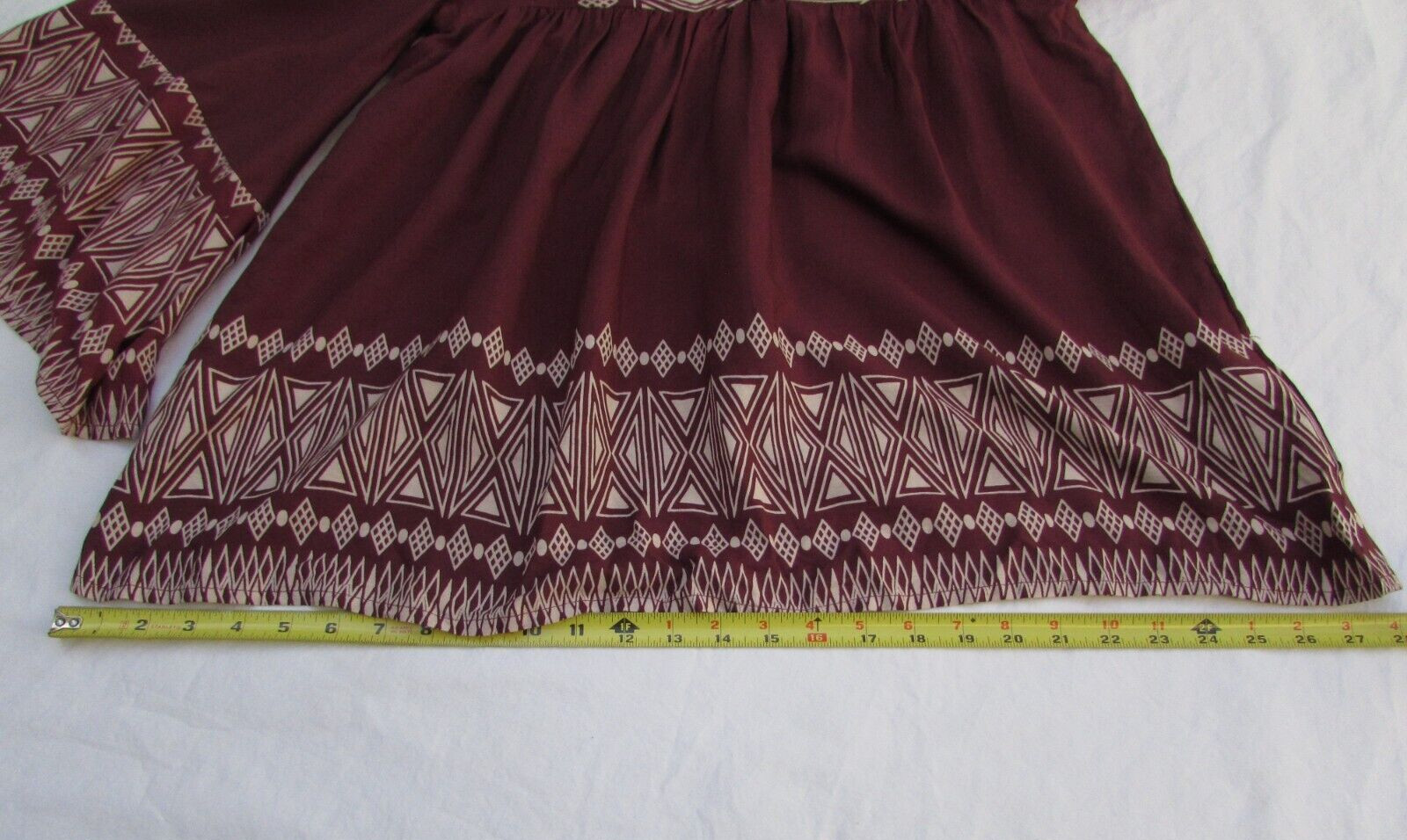 World Market Women’s Top Blouse Kimono Tunic Boho Rayon Print Maroon Size S/M