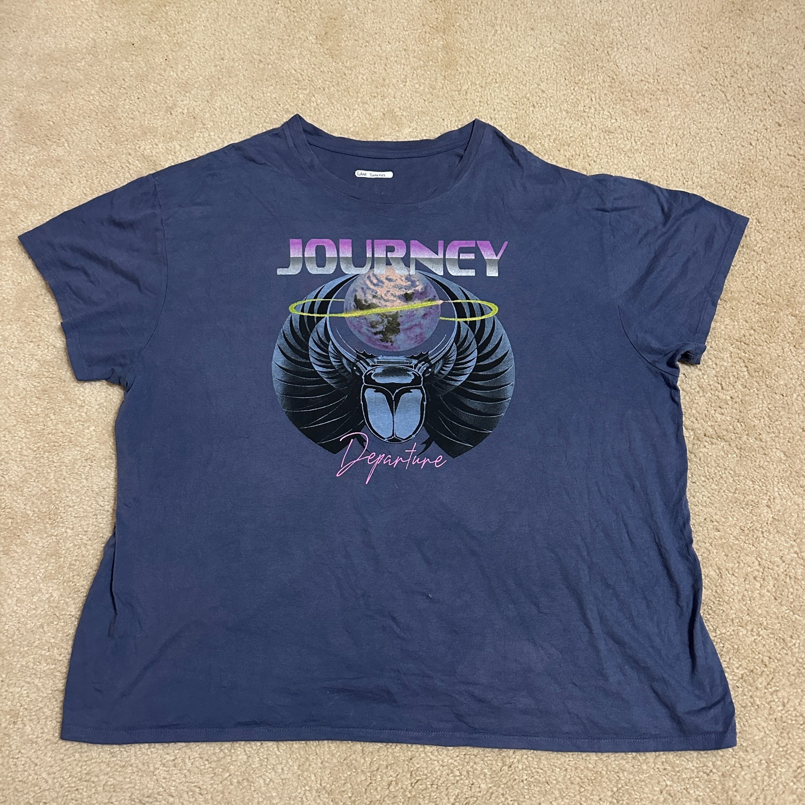 Journey Departure Shirt Women’s Large Tee Blue Graphic Rock Classic Music 80s