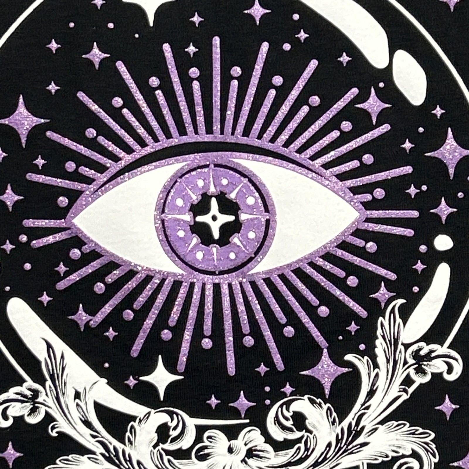 Howl O Scream Black Sparkly w Purple Moons Eye Crystal Ball Spirit Jersey Small