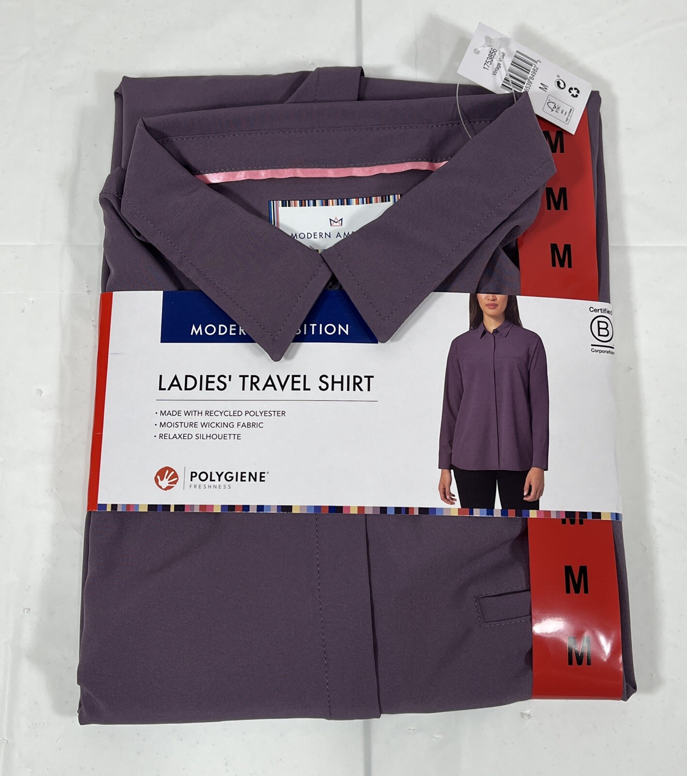 Modern Ambition Travel Shirt, Wicking, Hiking, Purple, Women’s Medium 8-10, NEW