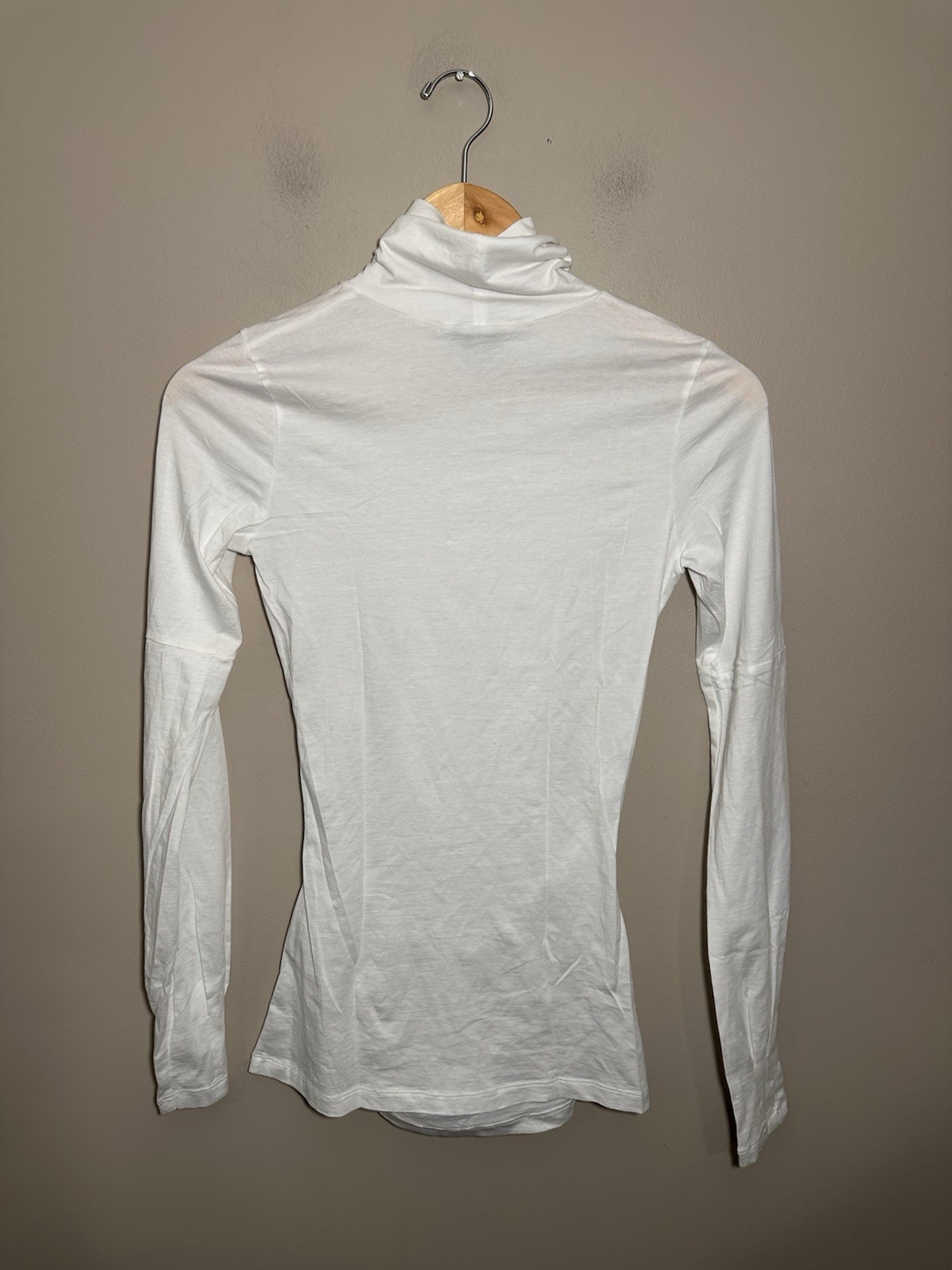 Theory Womens Turtleneck Long Sleeve Top Small Cotton Spandex Ruching White