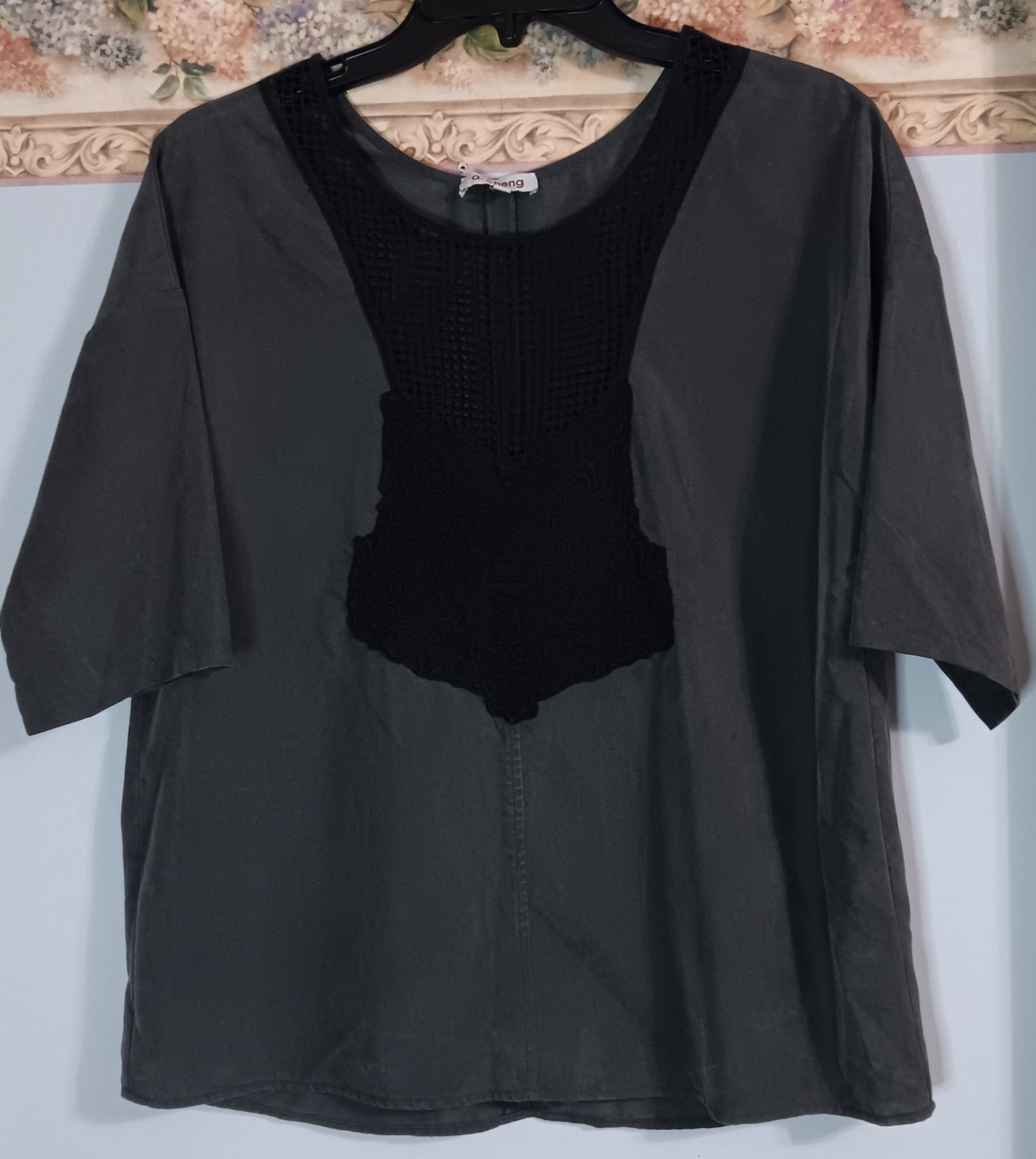 A. Cheng Medium Grey Designer Oversize Classic Tenccel City Boxy Top