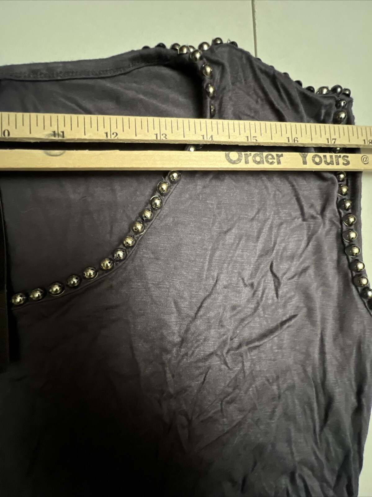 Milano Tank Top Blouse Women’s Medium Top Gray Studded Stretch NEW NWT
