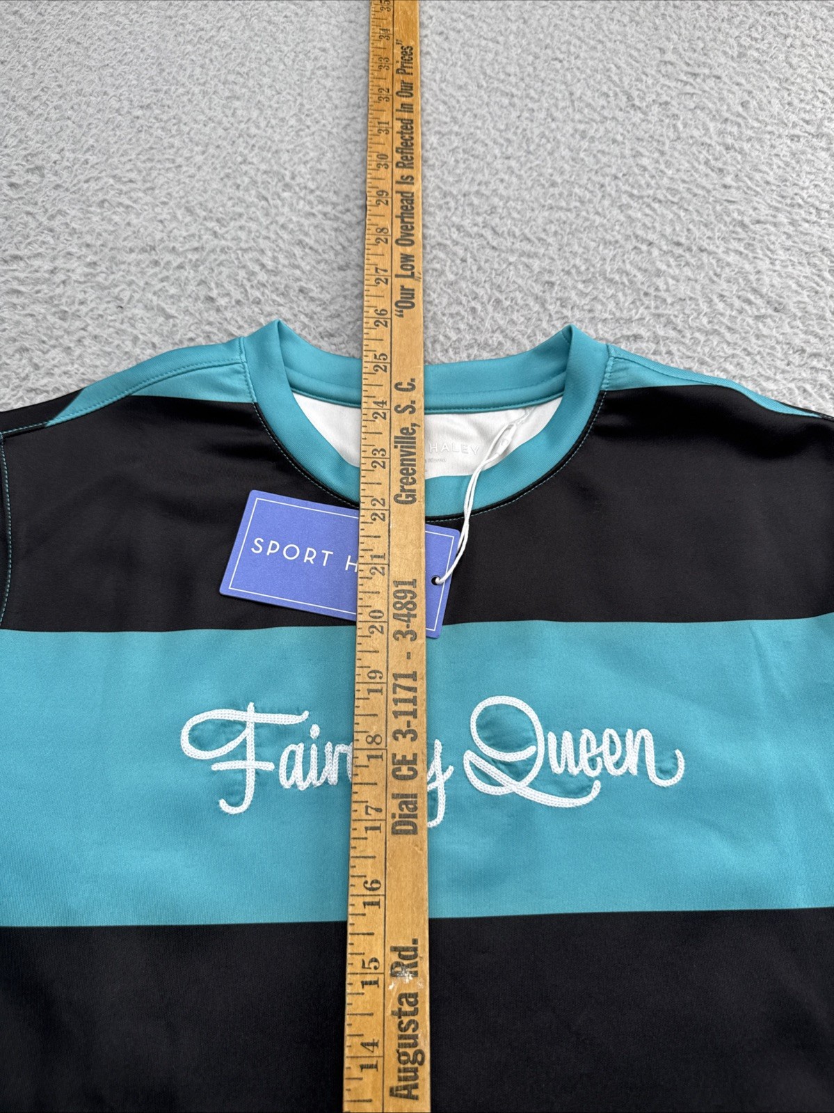 Sport Haley Golf Shirt Top Womens Large Fairway Queen Embriodered Striped