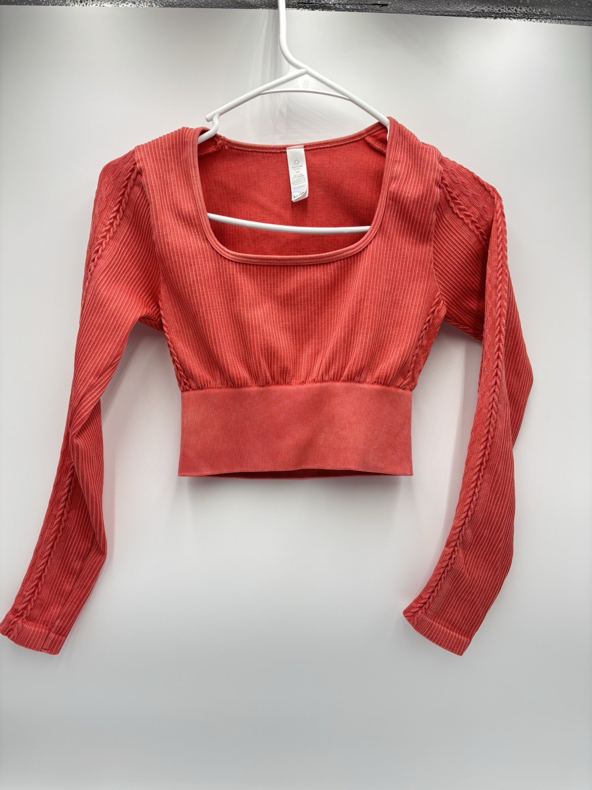 OFFLINE by Aerie Ribbed Long Sleeve Crop Top Coral Women’s Small Athleisure