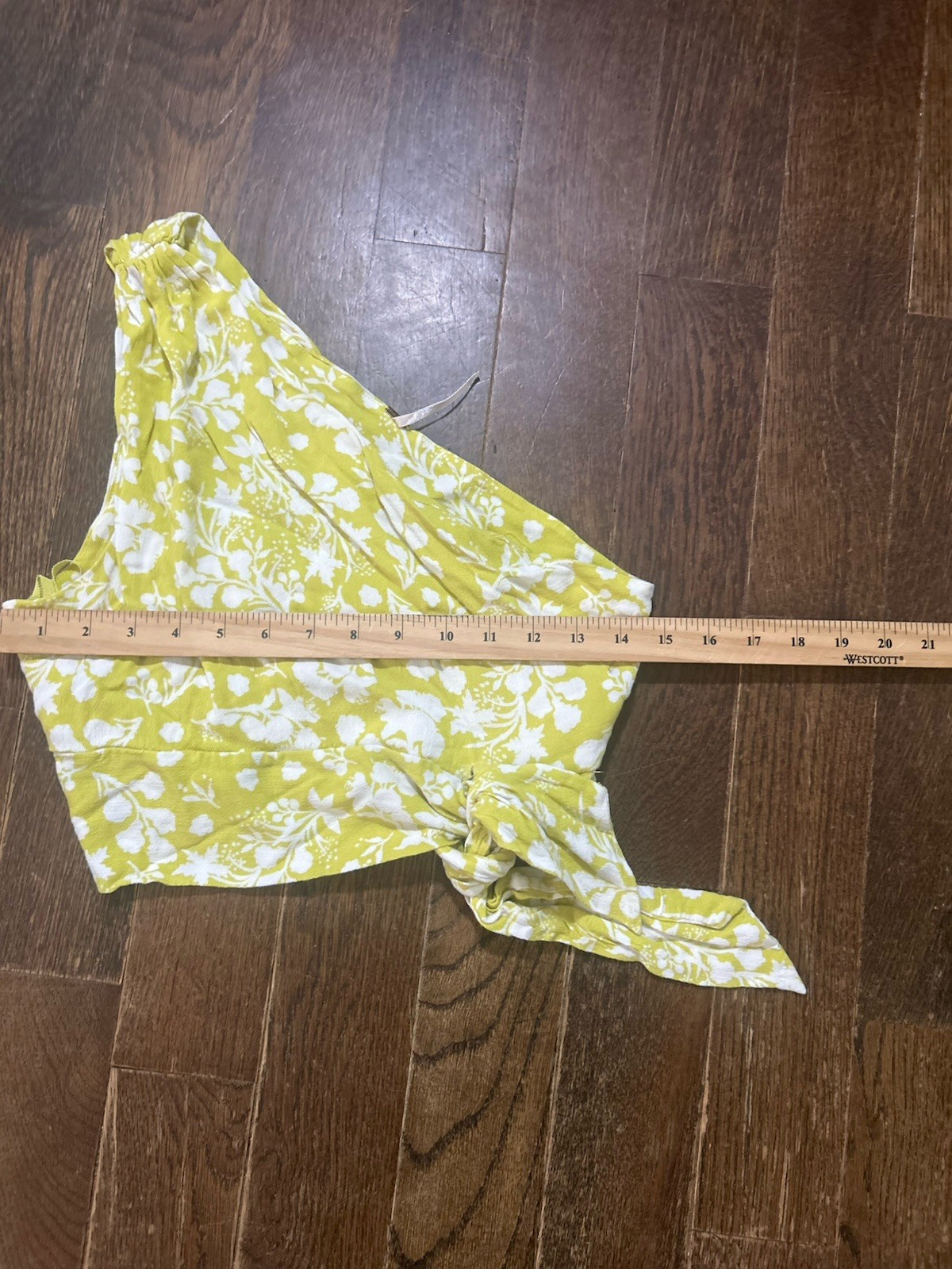 Free People One Shoulder Crop Tank Top Yellow Floral Spring Size M