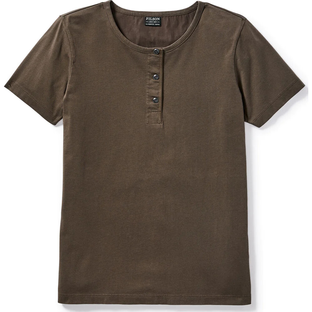 Women’s Filson Whidbey Henley 20049638 Coffe Brown Dark Pima Cotton Button Tee