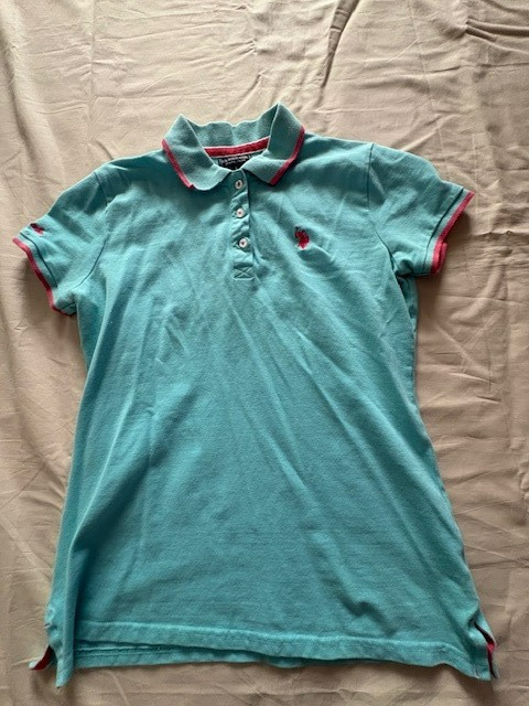 U.S Polo Assn. Womens Aqua Polo Shirt Size S Short Sleeve Logo Embroidered
