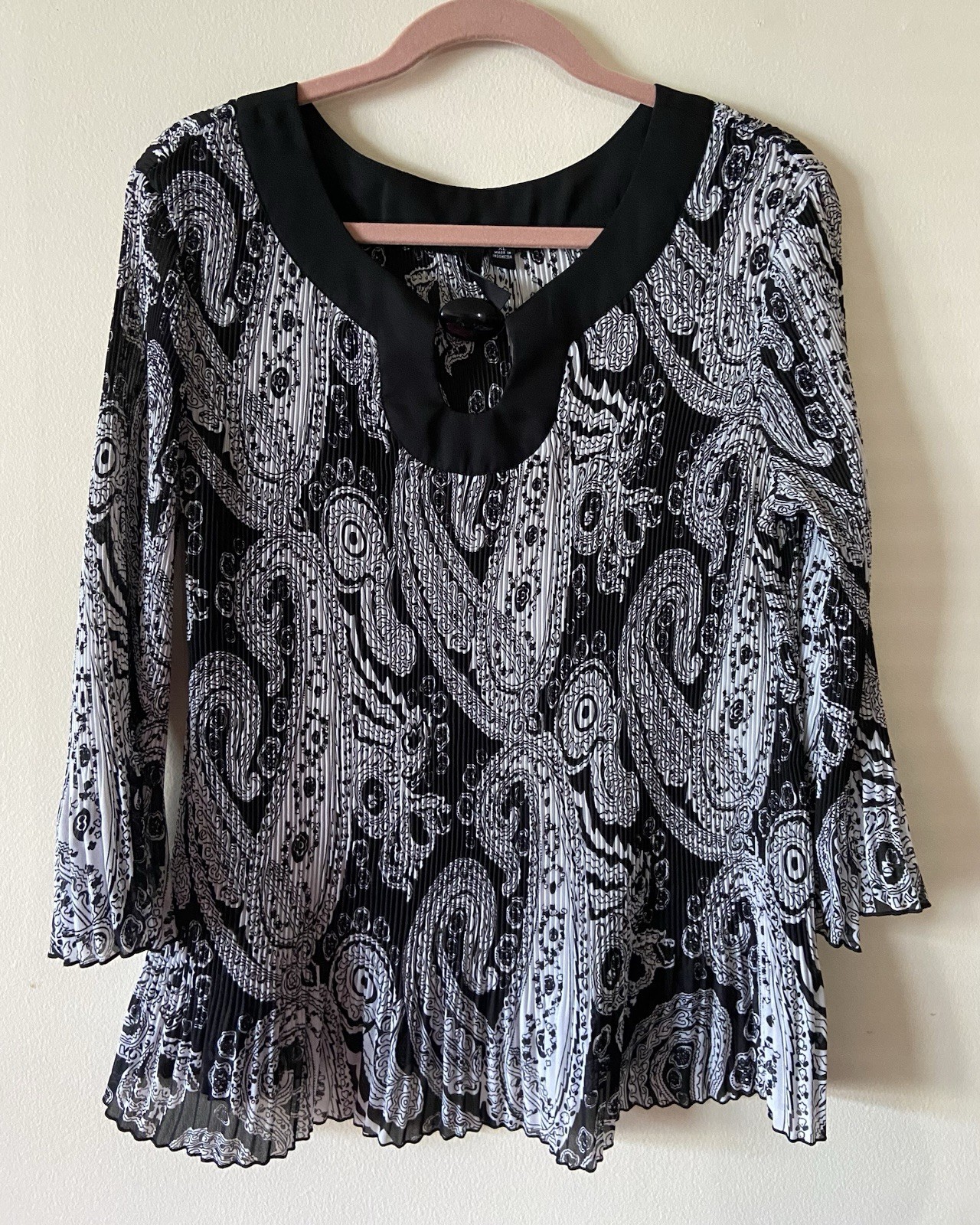 VTG Essentials by Milano Women’s XL Plisse Paisley Blouse/Top Y2K Whimsigoth 90s