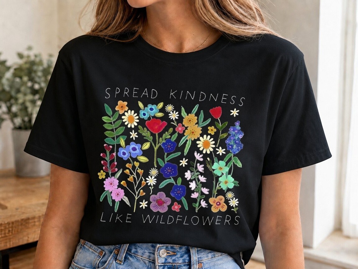 Spread Kindness Like Wildflowers Floral Graphic Tee