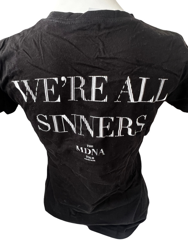 Tultex Women’s I’m A Sinner We’re All Sinners Madonna Tour Black Shirt Size S