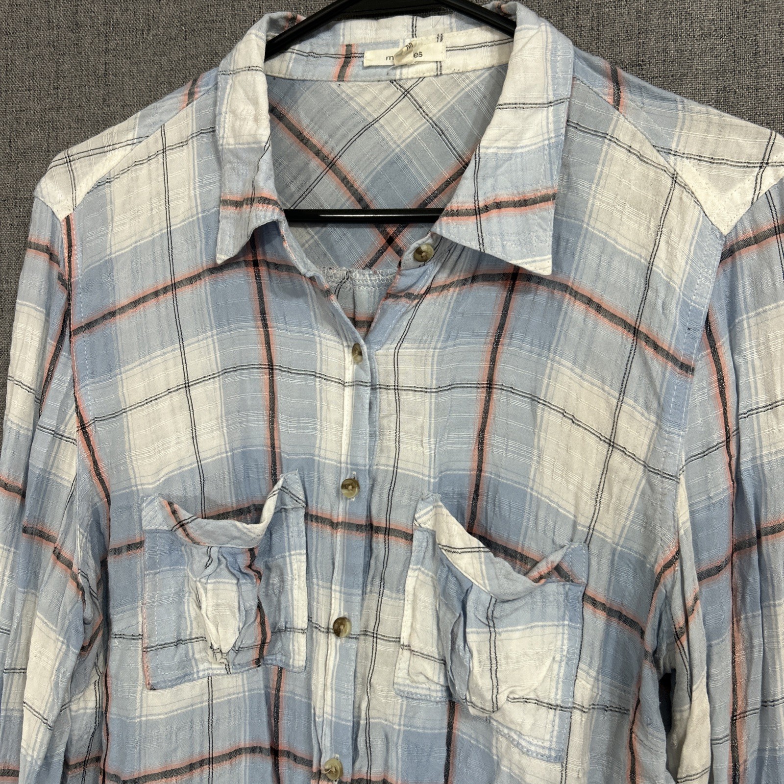 Women’s Fall Winter Lot of Tops Size M Plaid Button Cardigan Neutral Maurice’s