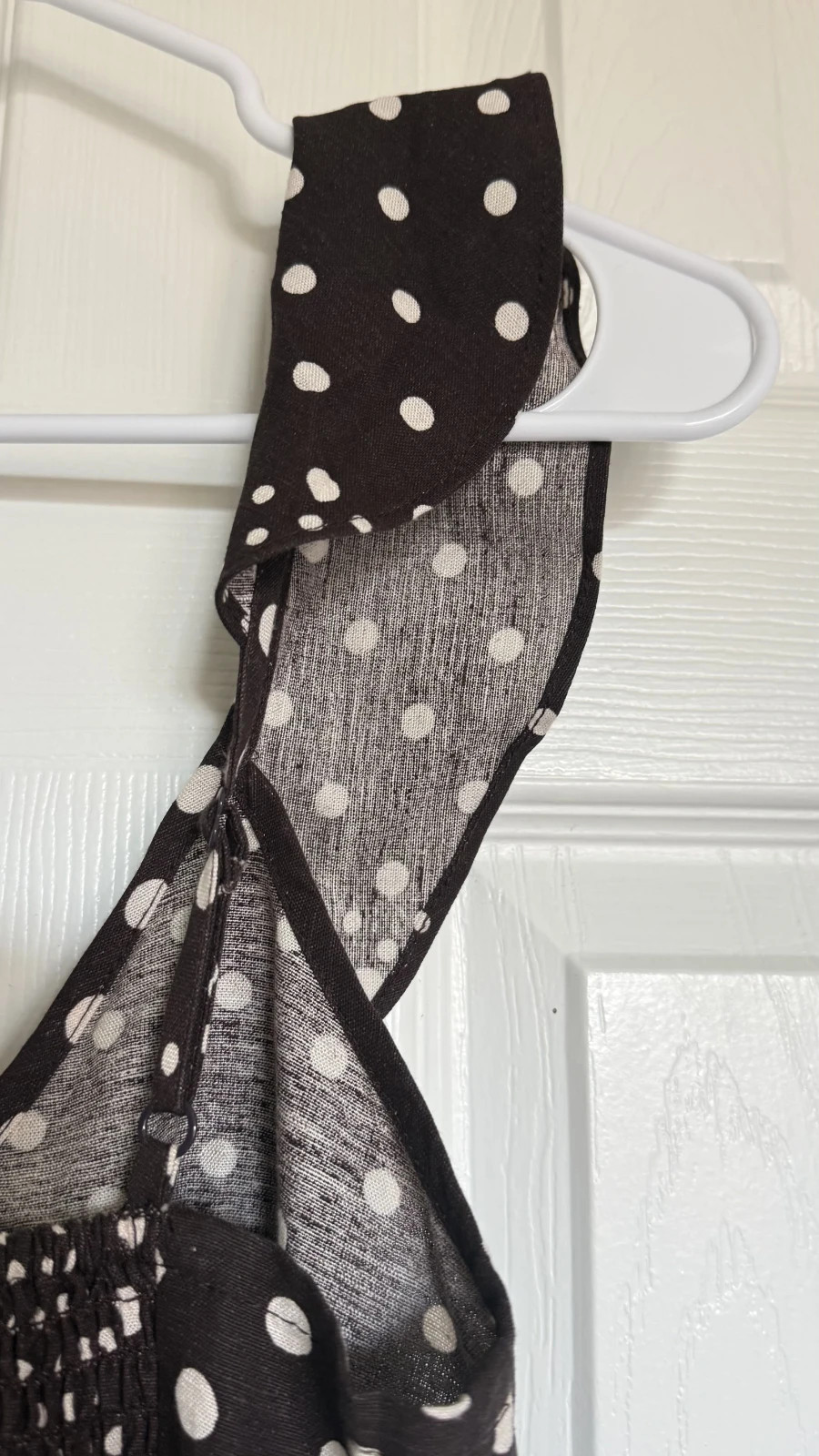 Style Envy Polka Dot Ruffle Camisole Top Brown White S NWT