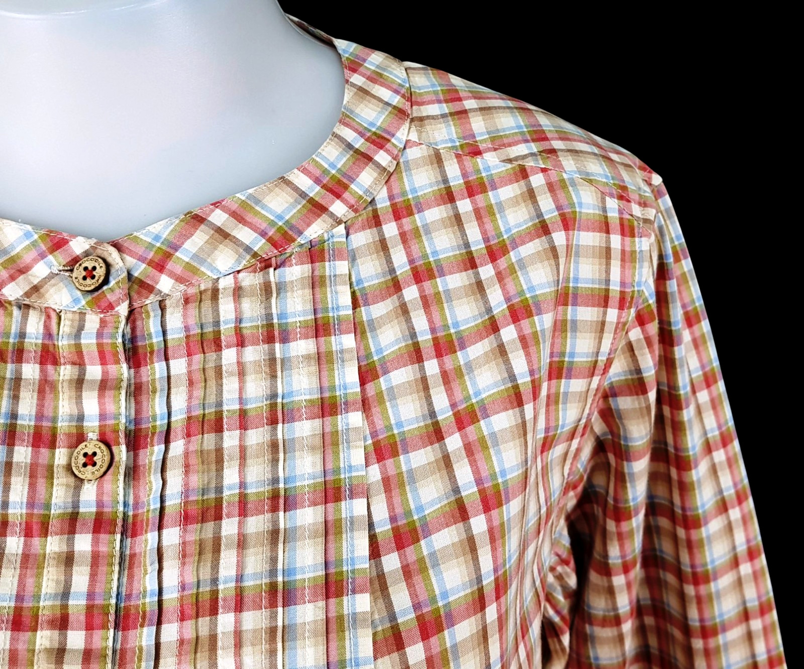 CROCODILE Womans Pink Check L/S SHIRT TUNIC Multipleated – XL – UK20 – EU48 -£68