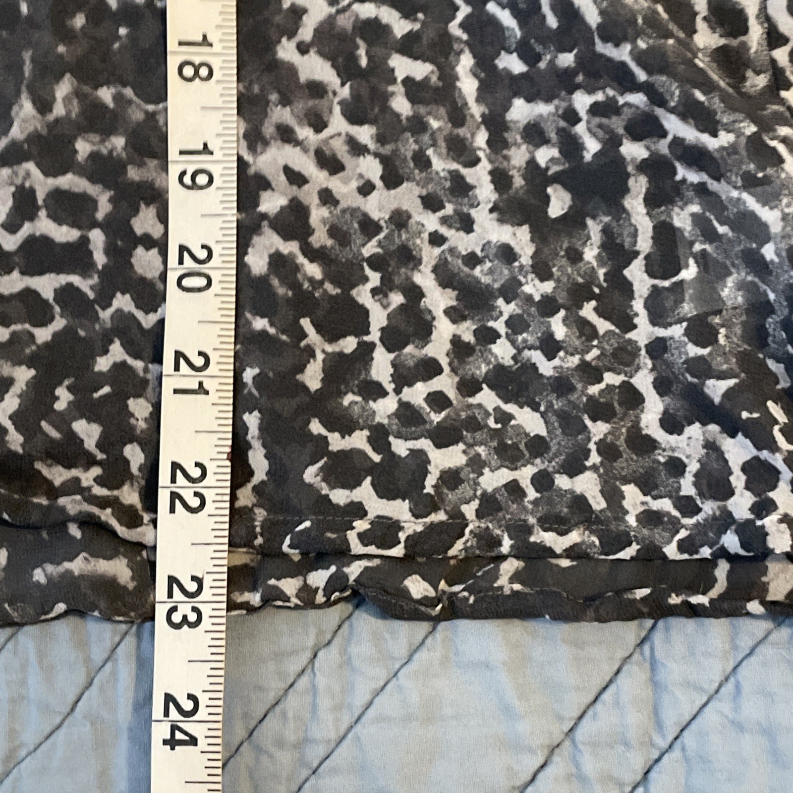 A.N.A Blouse S Sheer Chiffon Abstract Gray 3/4 Slv Smocked Contemporary Career