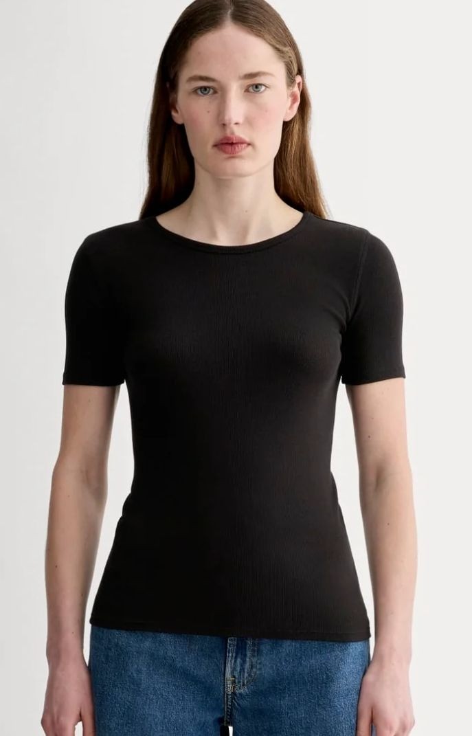 Everlane The Luxe Rib Crew Tee Women’s Size XL in Black New With Tags!