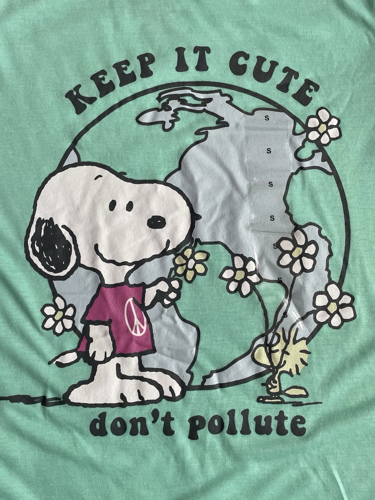 NEW Peanuts Hybrid Apparel T Shirt sz Small Snoopy Keep It Cute Don’t Pollute