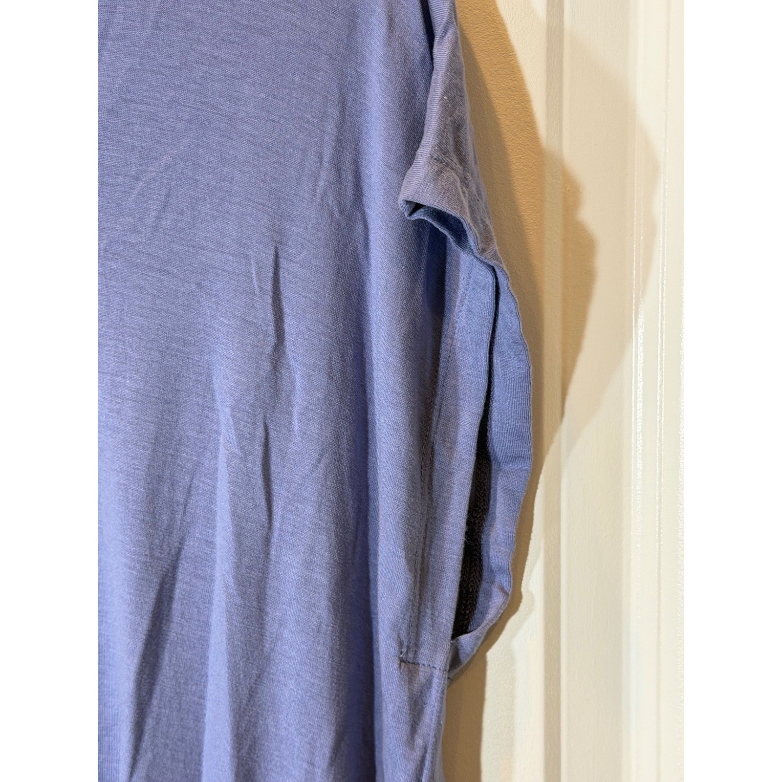 Eileen Fisher Periwinkle Blue V-Neck Cap Sleeve Side Slit Top XS RN78121