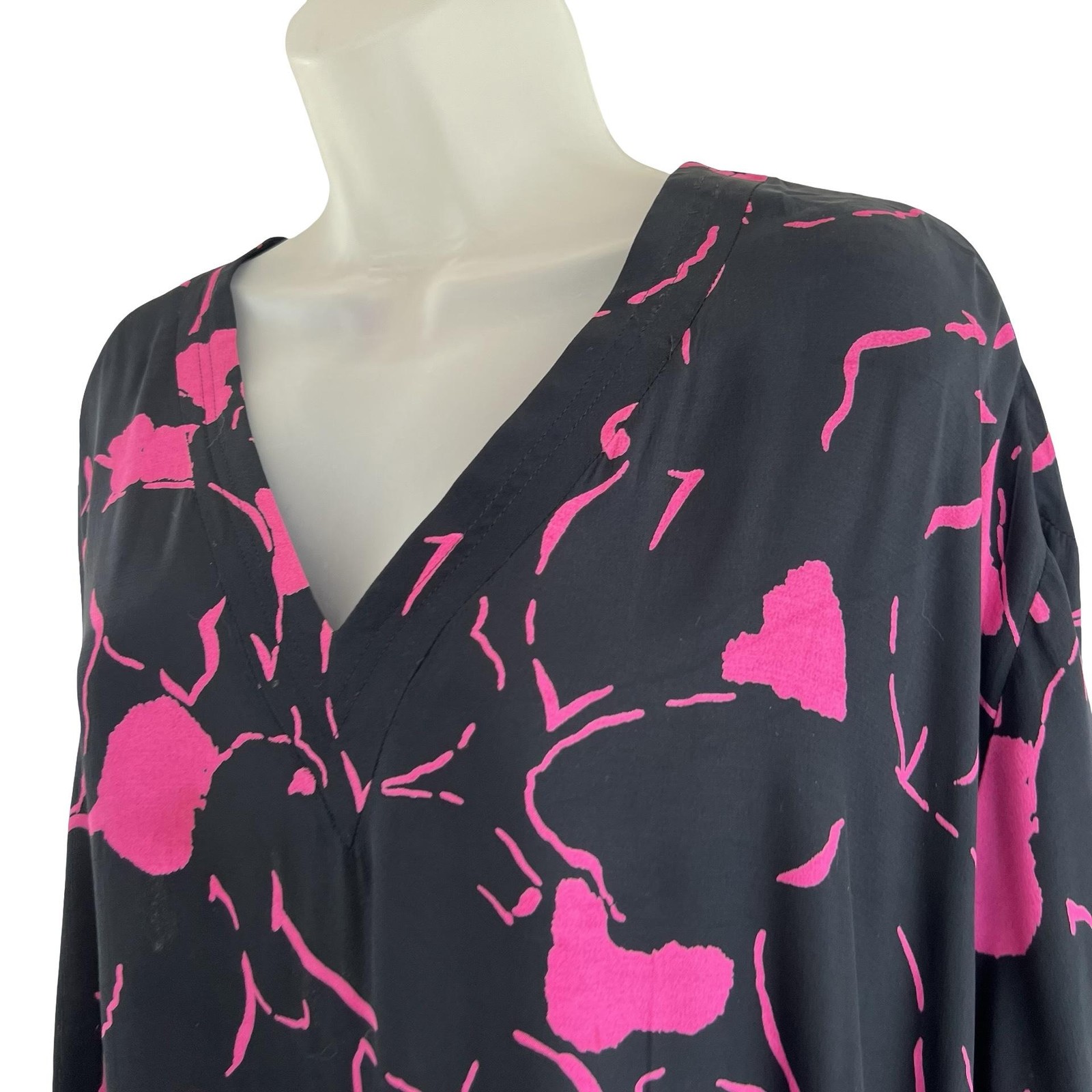 Vintage Givenchy En Plus Blouse Womens XL Abstract Tie Hem 80s Vintage Shirt